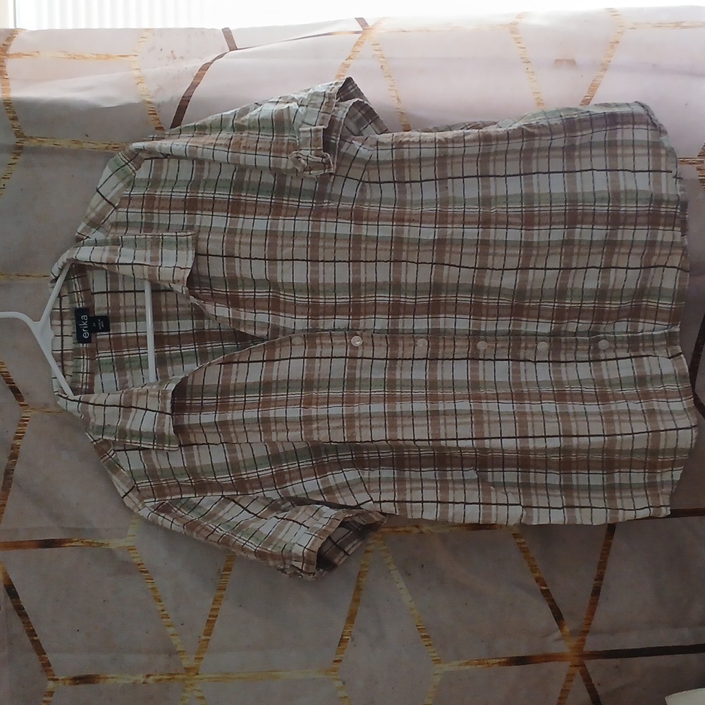Erika plaid woman's button-up blouse 2X